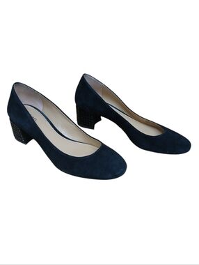 MICHAEL Michael Kors Black Suede Low Block Heel Pumps With Rhinestones Size 8.5